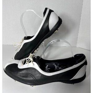 Callaway Womens Black & White Leather Golf Shoes Size 9.5 Spikeless Design